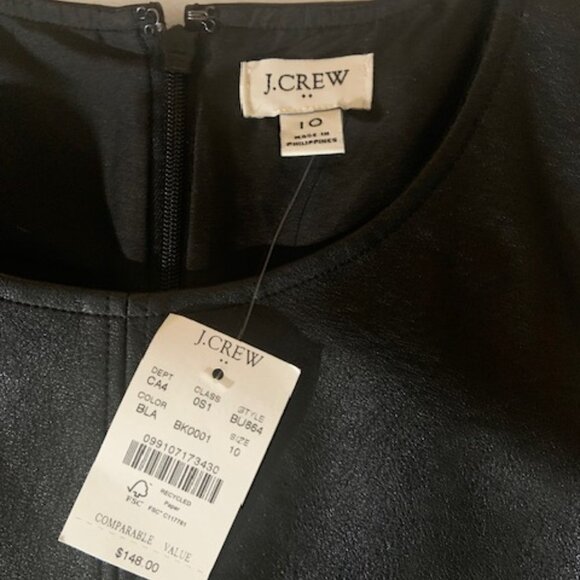 NWT J.Crew Black Faux Leather Shift Dress – Size 10 - Picture 4 of 5